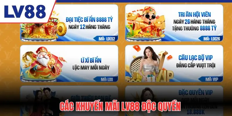 Các khuyến mãi độc quyền tại LV88 năm 2026